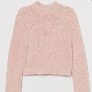 H&M Divided Baby Pink / Light Pink Fuzzy Mock Neck Sweater XS